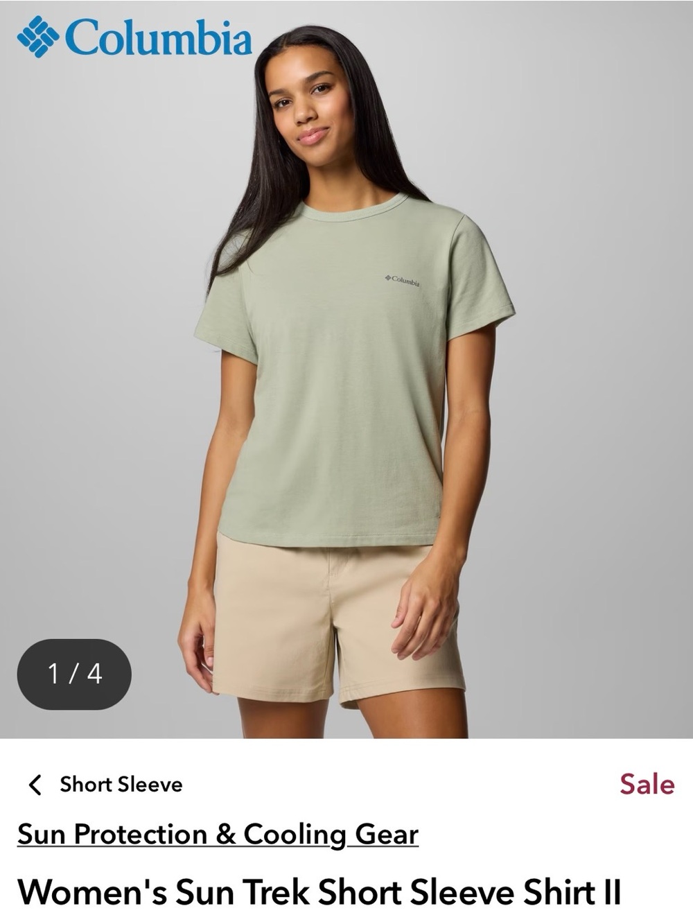 Columbia Women's Short Sleeve Tee in Sage Green
